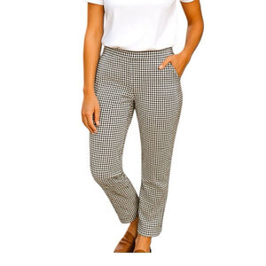 J. Jill Black & Tan Gingham Pants Size 4 Crop Ankle Tapered Preppy Spandex Blend